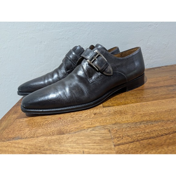 Men Magnanni Marco Monk Strap Loafer Shoe Buckle 10.5M Catalux Grey Leather (R5) main image 8